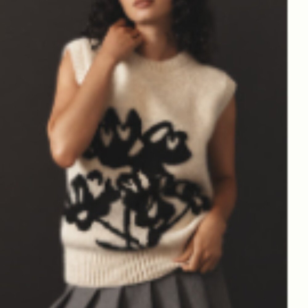 Maeve Graphic Flower Sweater Vest